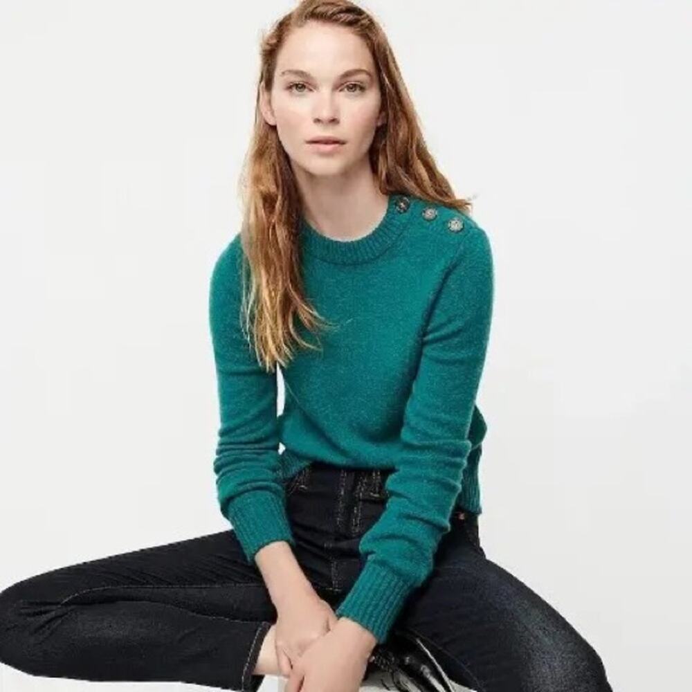 J.Crew Button-Detail Crewneck Sweater in Supersoft Yarn